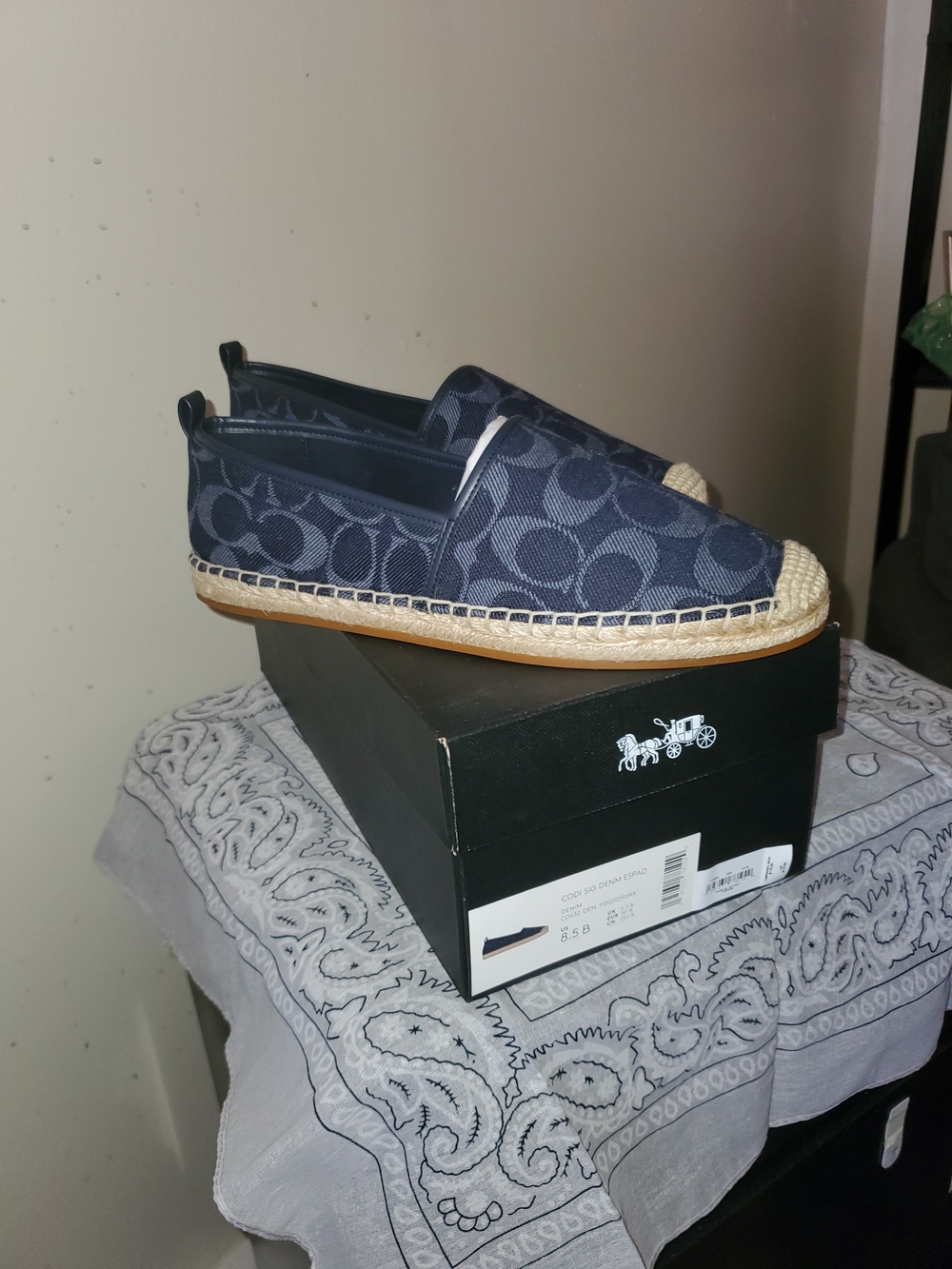 Coach Codi Sig Denim Espadrille Slip-On - Navy - Picture 3 of 4